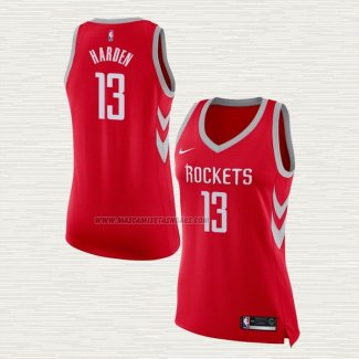 Camiseta James Harden NO 13 Mujer Houston Rockets Icon 2017-18 Rojo