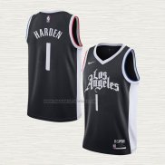 Camiseta James Harden NO 1 Los Angeles Clippers Ciudad 2020-21 Negro