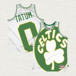 Camiseta Jayson Tatum NO 0 Boston Celtics Mitchell & Ness Big Face Blanco