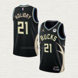 Camiseta Jrue Holiday NO 21 Milwaukee Bucks Statement 2022-23 Negro