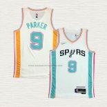 Camiseta Tony Parker NO 9 San Antonio Spurs Ciudad 2021-22 Blanco