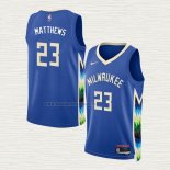 Camiseta Wesley Matthews NO 23 Milwaukee Bucks Ciudad 2022-23 Azul