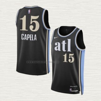 Camiseta Clint Capela NO 15 Atlanta Hawks Ciudad 2023-24 Negro