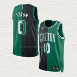 Camiseta Jayson Tatum NO 0 Boston Celtics Split Negro Verde