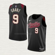 Camiseta Jerami Grant NO 9 Portland Trail Blazers Ciudad 2023-24 Negro