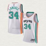 Camiseta Jock Landale NO 34 San Antonio Spurs Ciudad 2021-22 Blanco
