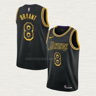 Camiseta Kobe Bryant NO 8 Los Angeles Lakers Ciudad 2017-18 Negro