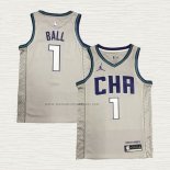 Camiseta LaMelo Ball NO 1 Charlotte Hornets Ciudad Edition Gris