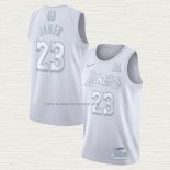 Camiseta LeBron James NO 23 Los Angeles Lakers MVP Blanco