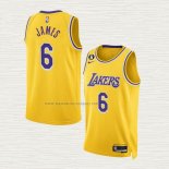 Camiseta LeBron James NO 6 Los Angeles Lakers Icon 2022-23 Amarillo