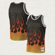 Camiseta NO 34 Los Angeles Lakers Flames Negro Shaquille O'neal