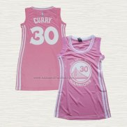 Camiseta Stephen Curry NO 30 Mujer Golden State Warriors Icon Rosa