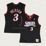 Camiseta Allen Iverson NO 3 Philadelphia 76ers Hardwood Classics Throwback Negro