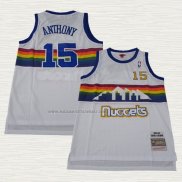 Camiseta Carmelo Anthony NO 15 Denver Nuggets Mitchell & Ness 2003-04 Blanco