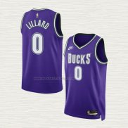 Camiseta Damian Lillard NO 0 Milwaukee Bucks Classic 2022-23 Violeta