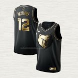 Camiseta Ja Morant NO 12 Memphis Grizzlies Golden Edition Negro