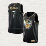 Camiseta Kevin Durant NO 7 Brooklyn Nets Golden Edition 2021-22 Negro
