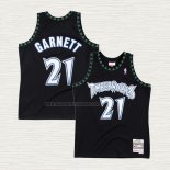 Camiseta Kevin Garnett NO 21 Minnesota Timberwolves Hardwood Classics Throwback Negro