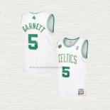 Camiseta Kevin Garnett NO 5 Boston Celtics Hardwood Classics Throwback 2007-08 Blanco