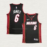 Camiseta LeBron James NO 6 Miami Heat Icon Negro