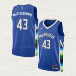 Camiseta Thanasis Antetokounmpo NO 43 Milwaukee Bucks Ciudad 2022-23 Azul