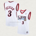Camiseta Allen Iverson NO 3 Philadelphia 76ers Mitchell & Ness 2000 Blanco