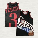 Camiseta Allen Iverson NO 3 Philadelphia 76ers Mitchell & Ness Big Face Negro