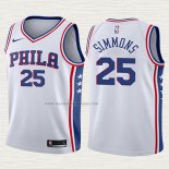 Camiseta Ben Simmons NO 25 Nino Philadelphia 76ers Association 2017-18 Blanco
