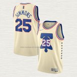 Camiseta Ben Simmons NO 25 Philadelphia 76ers Earned 2020-21 Crema