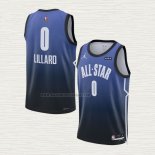 Camiseta Damian Lillard NO 0 Portland Trail Blazers All Star 2023 Azul