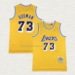 Camiseta Dennis Rodman NO 73 Los Angeles Lakers Mitchell & Ness 1998-99 Amarillo