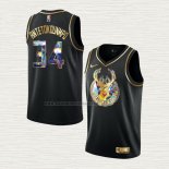 Camiseta Giannis Antetokounmpo NO 34 Milwaukee Bucks Golden Edition 2021-22 Negro