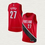 Camiseta Jusuf Nurkic NO 27 Portland Trail Blazers Statement Edition Rojo Negro