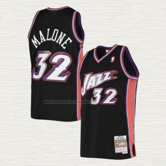 Camiseta Karl Malone NO 32 Utah Jazz Mitchell & Ness 1998-99 Negro