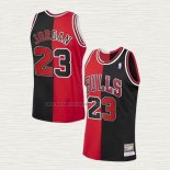 Camiseta Michael Jordan NO 23 Chicago Bulls Split Negro Rojo
