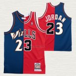 Camiseta Michael Jordan NO 23 Chicago Bulls Washington Wizards Split Azul Rojo