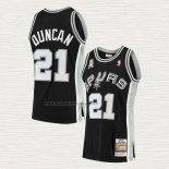 Camiseta Tim Duncan NO 21 San Antonio Spurs Mitchell & Ness 2001-02 Negro