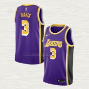 Camiseta Anthony Davis NO 3 Los Angeles Lakers Statement Violeta