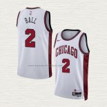 Camiseta Lonzo Ball NO 2 Chicago Bulls Ciudad 2022-23 Blanco