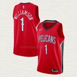 Camiseta Zion Williamson NO 1 New Orleans Pelicans Statement 2019-20 Rojo